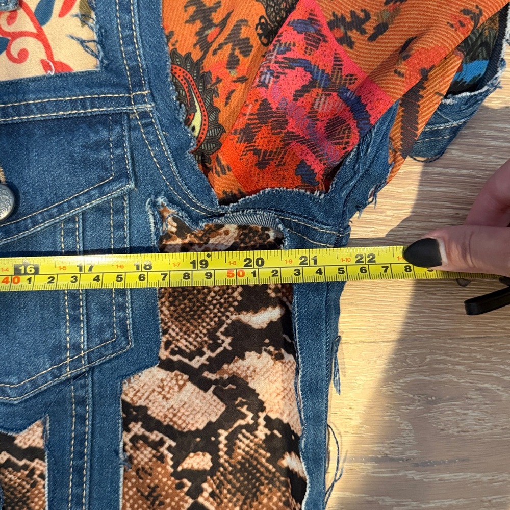 John Mark Point Collar Multi Print Patch Denim Ja… - image 12